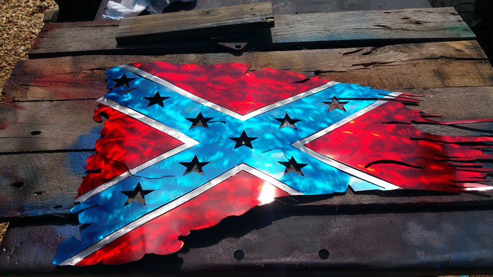 Confederate Battle Flag Steel Wall Sign - Click Image to Close